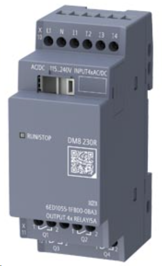 LOGO! DM8 230R expansion module, power supply / I/O: 230 V/230 V/relay, 2 MW, 4 DI/4 DO for LOGO! 9