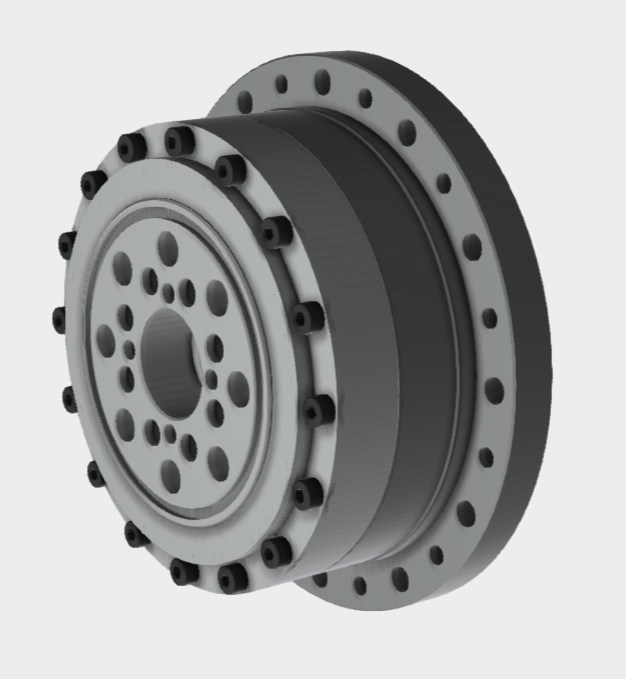 TMCF strain wave gear unit with flange output, size 32, ratio 100:1, rated output at 2000rpm input, 178Nm, zervo Backlash