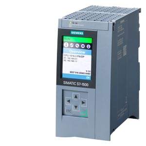 SIMATIC S7-1500. CPU 1516-3 PN/DP. central processing unit with 1 MB work memory for program and 5 MB for data. 1st interface: PROFINET IRT with 2-port switch. 2nd interface: PROFINET RT. 3rd interface: PROFIBUS. 10 ns bit performance. SIMATIC Memory Car