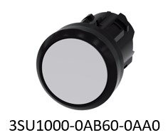 Pushbutton. 22 mm. round. plastic. white. pushbutton. flat momentary contact type