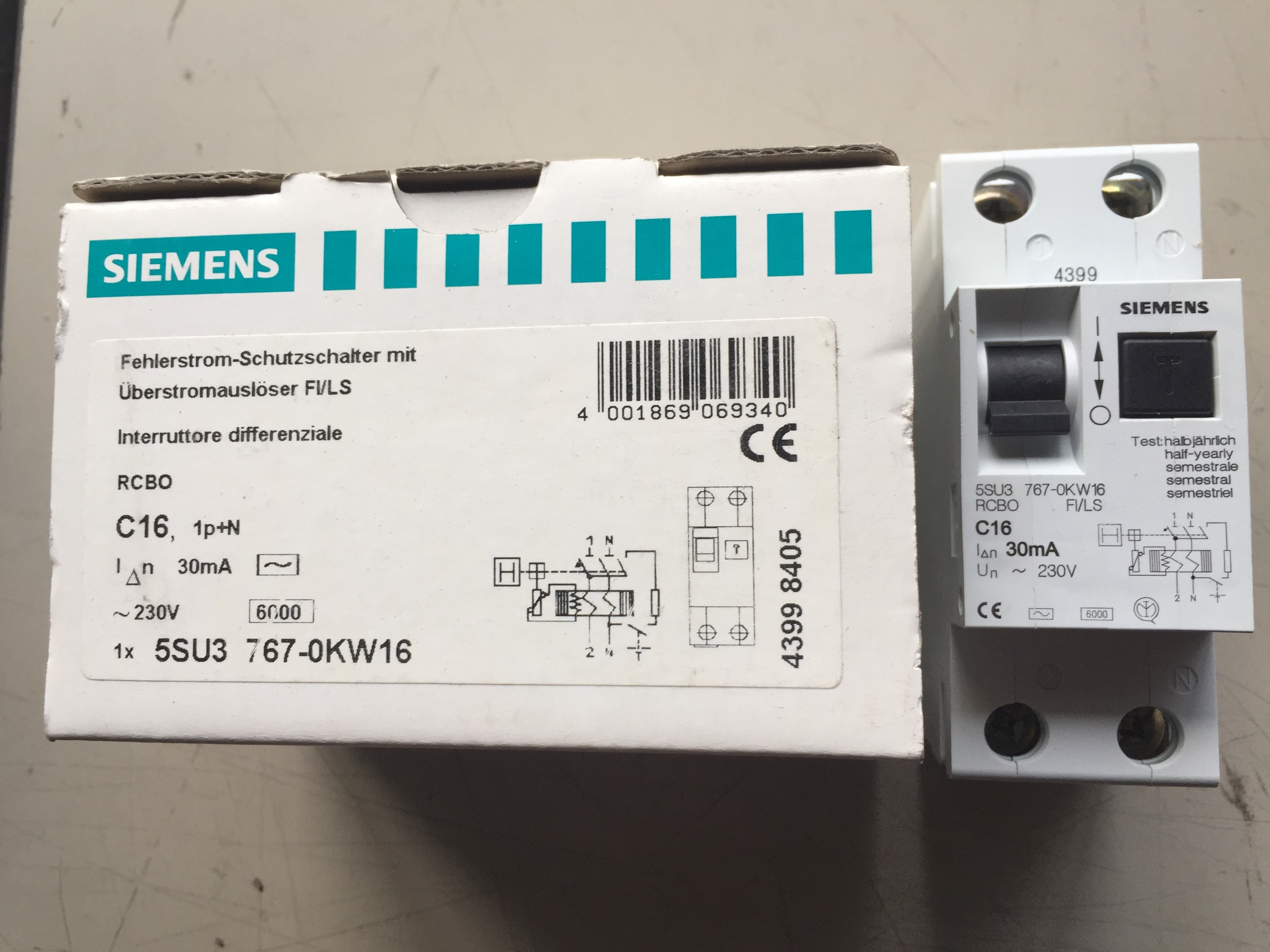 RCD MCB 1+NP 30MA 16A C 6KA