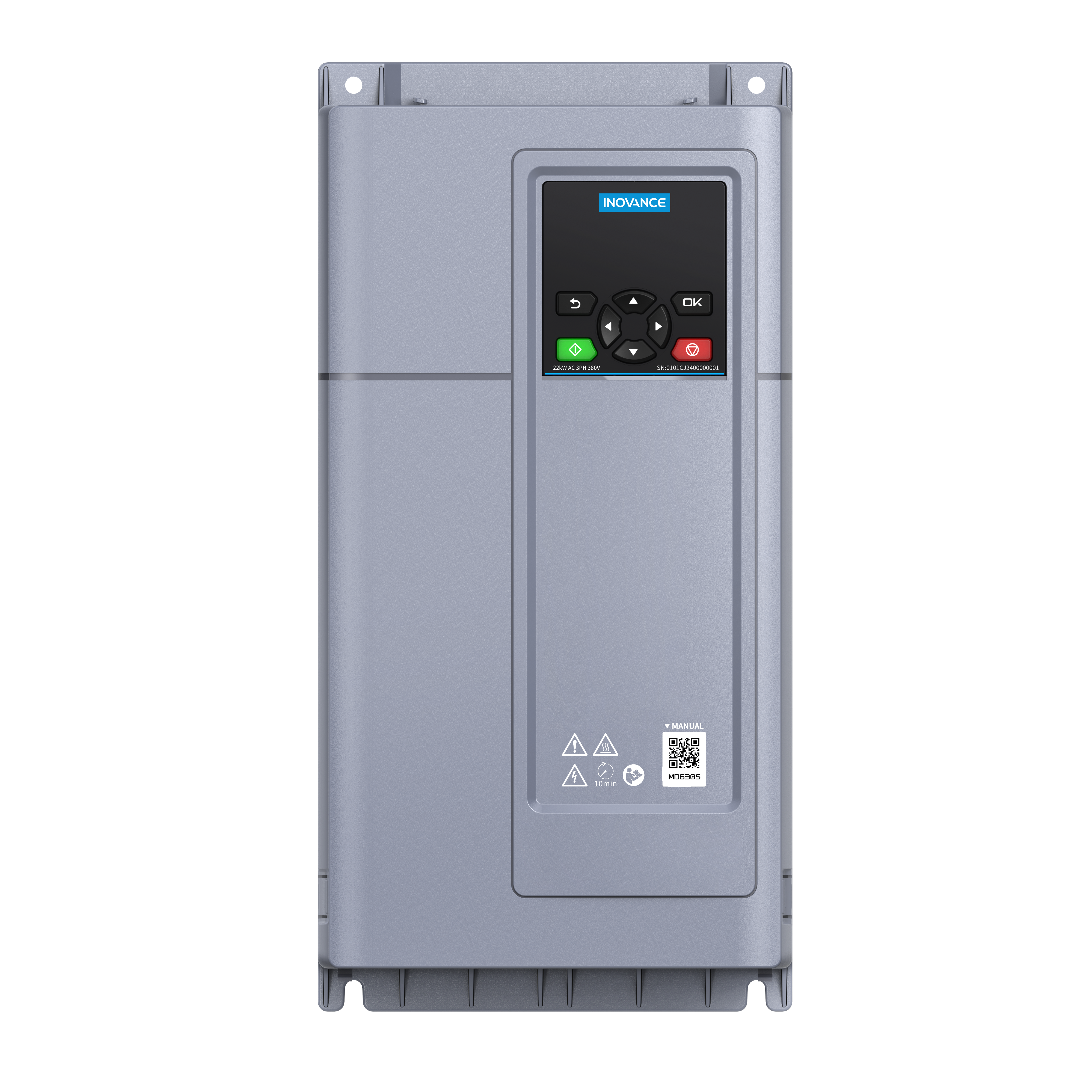MD630 AC inverter.3ph 400V, Network Type,  HD:176.0A/90.0Kw.  ND 210.0A/110.0Kw. IP20. C3 Filter built-in. STO. Dims: W270 x H545 x D296