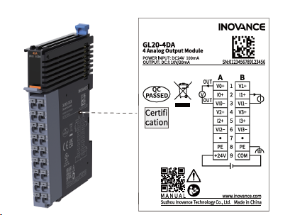 GL20 I/O Module, Dark Grey,4 x analog outputs module. spring clamp (01441089)