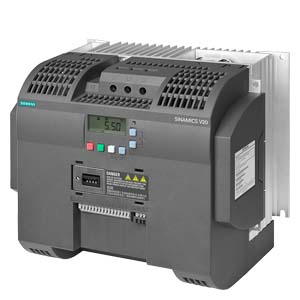 SINAMICS V20 380-480 V 3AC -15%/+10%  47-6 Rated power 15 kW with 150% OL for 60 sec. Integrated filter C3 I/O interface: 4 DI. 2 DQ. 2 AI. 1 AO Fieldbus: USS/Modbus RTU with built-in BOP  IP20/UL open Size: Size D 240x207x173 (WxHxD)