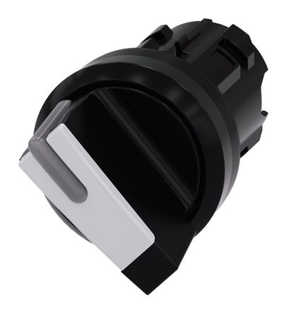 Selector switch, illuminable, 22 mm, round, plastic, white, selector switch, short, 2 switch positions O<I, momentary contact type, Actuating angle 45°, 10:30h/12h